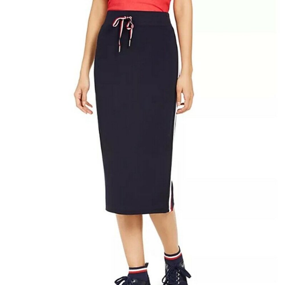 Tommy Hilfiger Stretch Midi Skirt- Navy